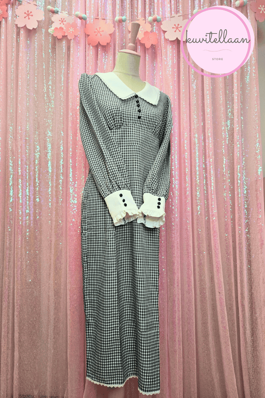 Dear My Love Rose black and white checkered dress
