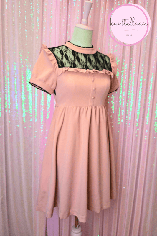 E Hyphen World Gallery pink-peachy dress with lacy details (second hand)