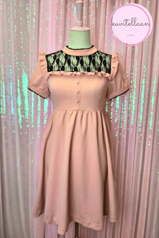 E Hyphen World Gallery pink-peachy dress with lacy details (second hand)