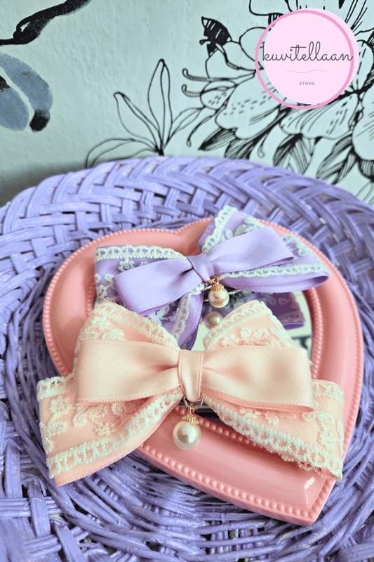 Hair bow with lace details  ~ two colours!