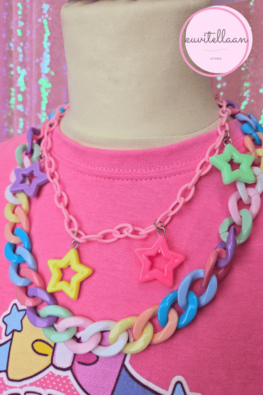 Colorful chain necklace with stars