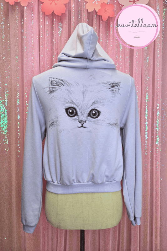 E hyphen world gallery purple hoodie with cat print (second hand)