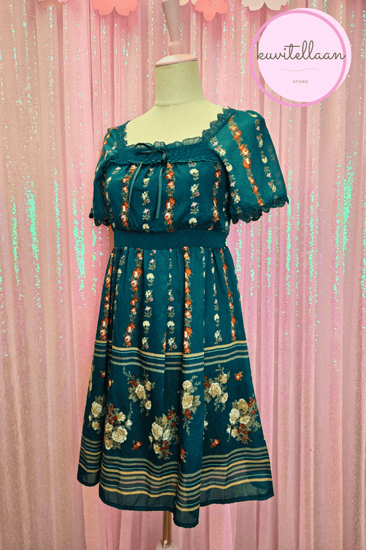 Axes Femme teal flower print dress (second hand)