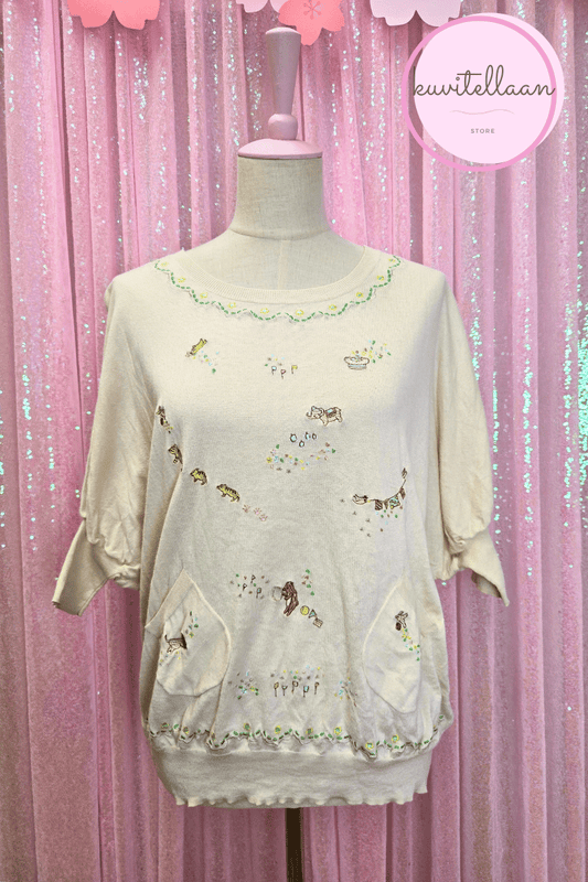 Franche Lippee cream colored embroidered shirt (second hand)