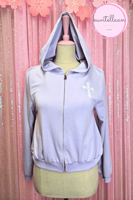 E hyphen world gallery purple hoodie with cat print (second hand)